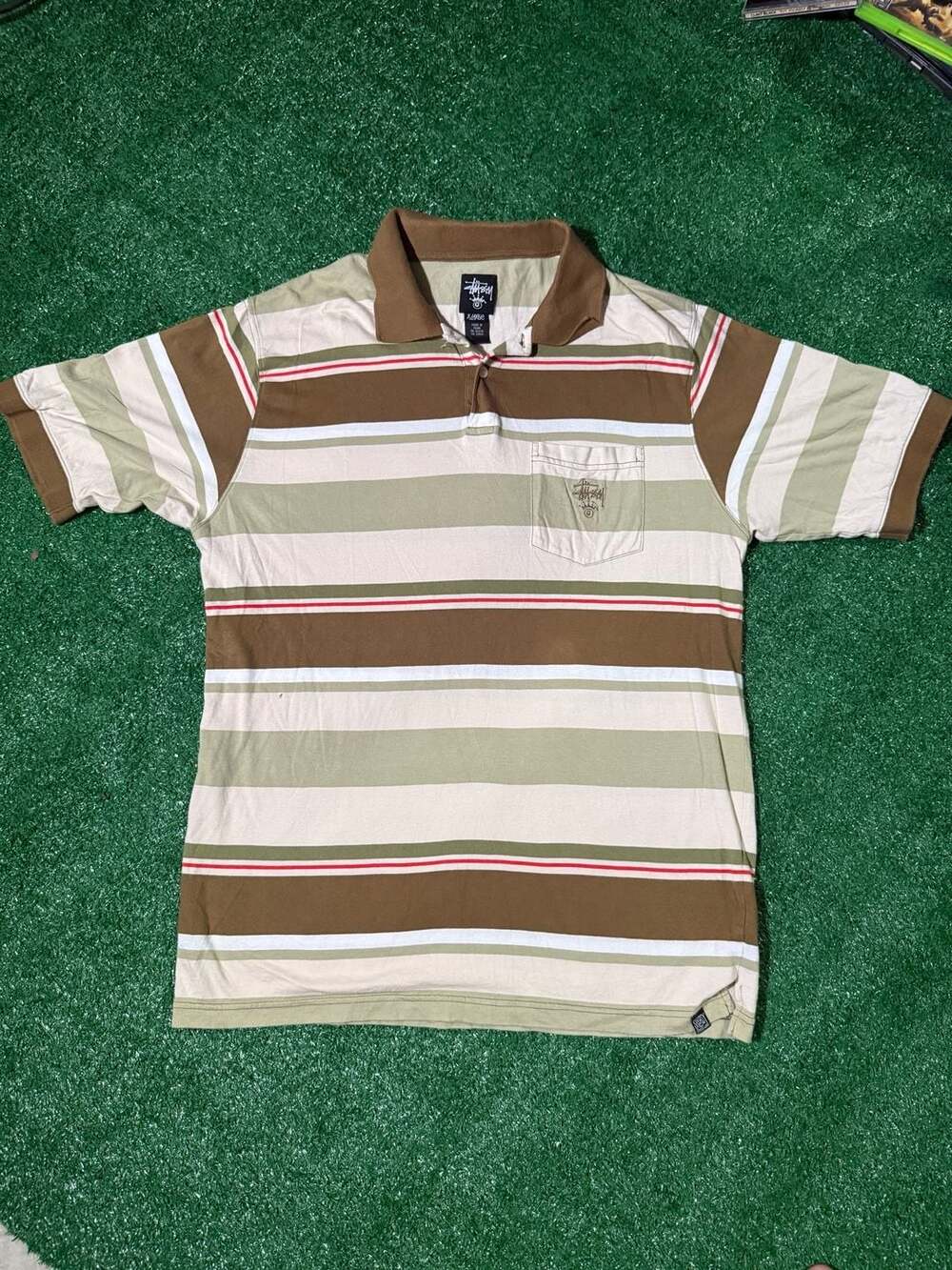 Stussy Classic Gear Striped Pocket Polo Shirt